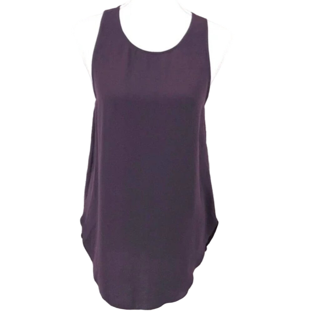 Aritzia Wilfred Plum Sevres Sleeveless Zip Back High Neck Flowy Tank Top Size XS